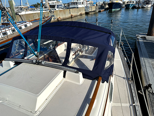 Red Marine Polyester Boat Cover - Custom Fit for a Patio Boat