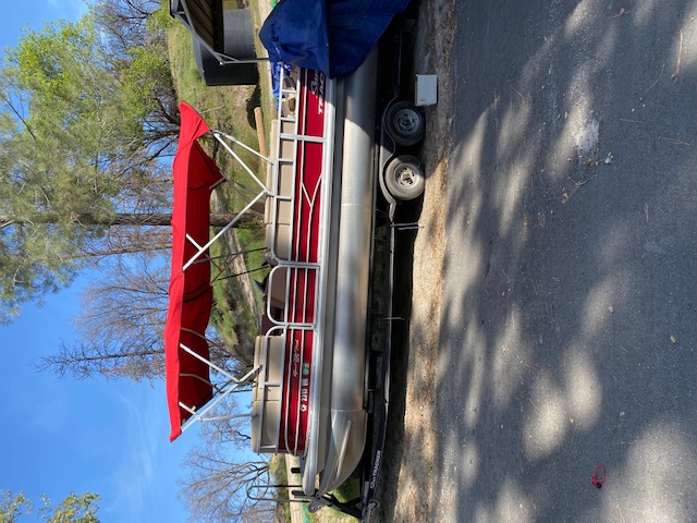 Red Marine Polyester Boat Cover - Custom Fit for a Patio Boat